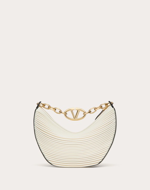 Red Valentino HOBO PICCOLA VLOGO MOON BAG IN NAPPA LAVORATA CON CATENA Saldi Di Fabbrica