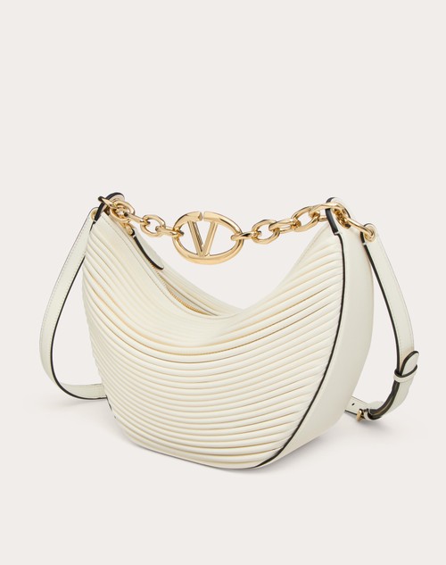Red Valentino HOBO PICCOLA VLOGO MOON BAG IN NAPPA LAVORATA CON CATENA Saldi Di Fabbrica