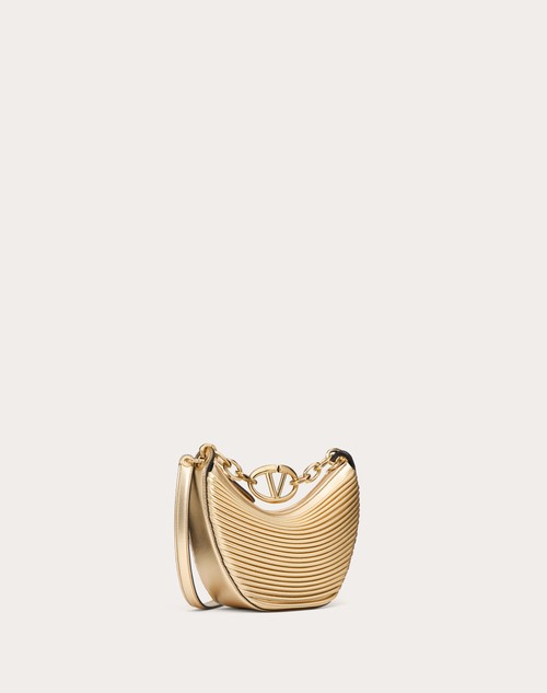 Red Valentino MINI HOBO VLOGO MOON BAG IN NAPPA LAVORATA METALLIZZATA CON CATENA I Più Venduti