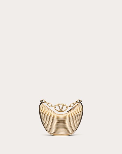 Red Valentino MINI HOBO VLOGO MOON BAG IN NAPPA LAVORATA METALLIZZATA CON CATENA I Più Venduti