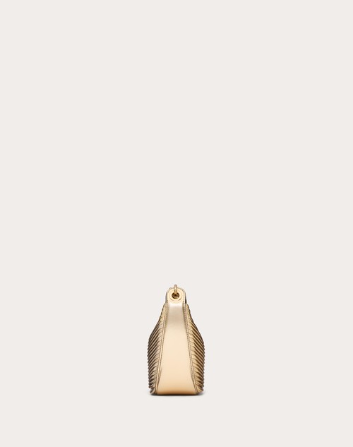 Red Valentino MINI HOBO VLOGO MOON BAG IN NAPPA LAVORATA METALLIZZATA CON CATENA I Più Venduti