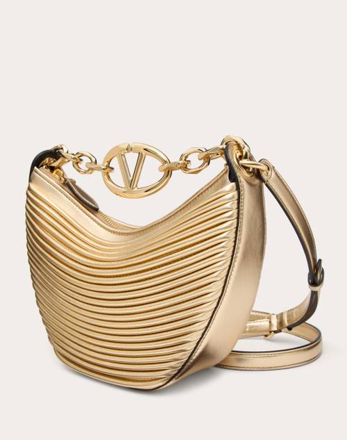 Red Valentino MINI HOBO VLOGO MOON BAG IN NAPPA LAVORATA METALLIZZATA CON CATENA I Più Venduti