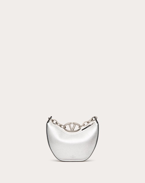 Red Valentino MINI HOBO VLOGO MOON BAG IN VITELLO GRANATO METALLIZZATO CON CATENA Vendite Flash
