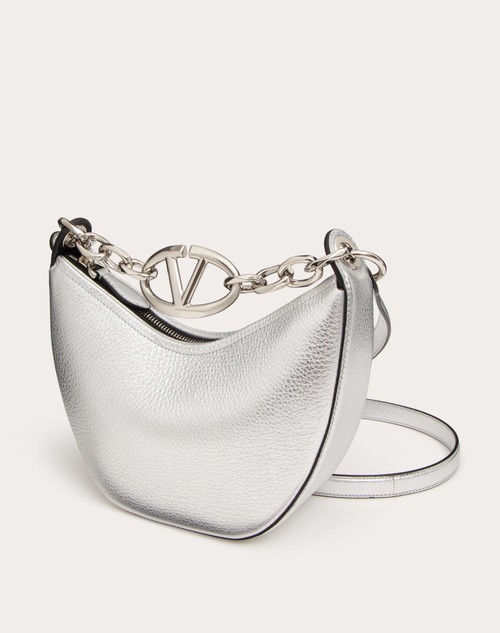 Red Valentino MINI HOBO VLOGO MOON BAG IN VITELLO GRANATO METALLIZZATO CON CATENA Vendite Flash