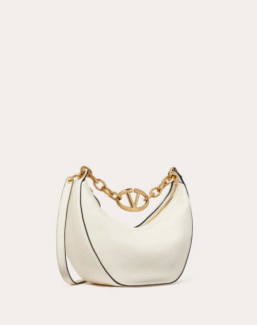 Red Valentino HOBO PICCOLA VLOGO MOON BAG IN VITELLO GRANATO CON CATENA Moda