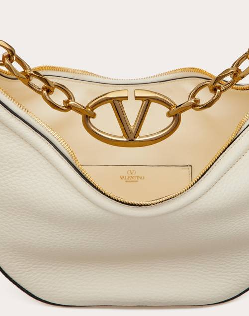 Red Valentino HOBO PICCOLA VLOGO MOON BAG IN VITELLO GRANATO CON CATENA Moda