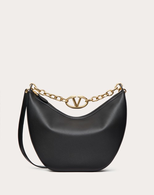 Red Valentino HOBO MEDIA VLOGO MOON BAG IN VITELLO GRANATO CON CATENA 2025