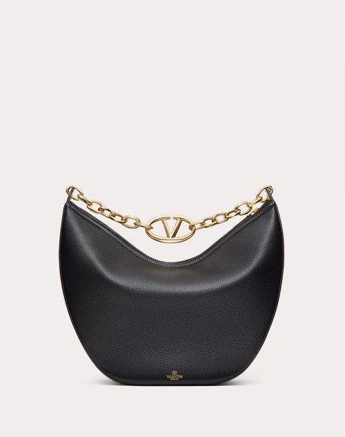 Red Valentino HOBO MEDIA VLOGO MOON BAG IN VITELLO GRANATO CON CATENA 2025