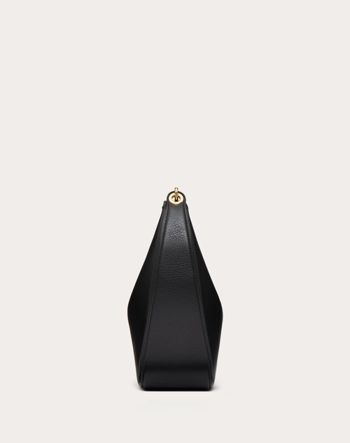 Red Valentino HOBO MEDIA VLOGO MOON BAG IN VITELLO GRANATO CON CATENA In Linea