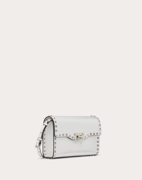 Red Valentino BORSA PICCOLA A TRACOLLA ROCKSTUD IN VITELLO GRANATO METALLIZZATO In vendita