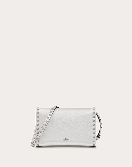Red Valentino BORSA PICCOLA A TRACOLLA ROCKSTUD IN VITELLO GRANATO METALLIZZATO In vendita