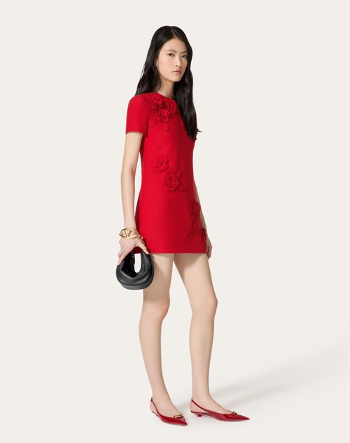 Red Valentino ABITO CORTO IN CREPE COUTURE RICAMATO Vendite stagionali
