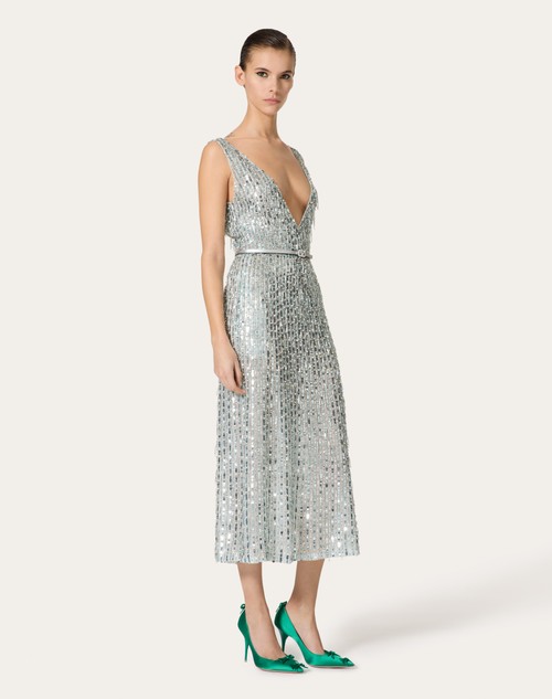 Red Valentino ABITO MIDI IN ORGANZA RICAMATO Offerta Anniversario