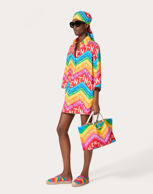 Red Valentino ABITO CORTO IN POPELINE VALENTINO CHEVRON 24 Online Outlet