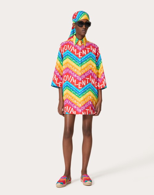 Red Valentino ABITO CORTO IN POPELINE VALENTINO CHEVRON 24 Online Outlet