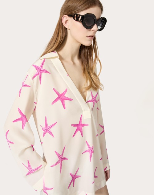 Red Valentino ABITO CORTO IN CREPE DE CHINE STARFISH Nuovi prodotti