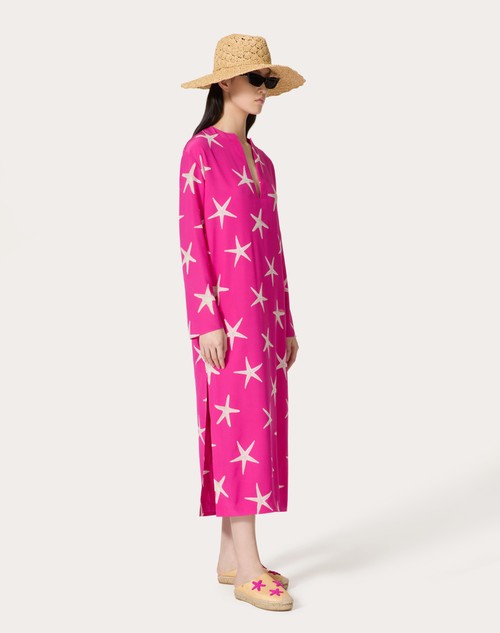 Red Valentino ABITO MIDI IN CREPE DE CHINE STARFISH Offerte stagionali