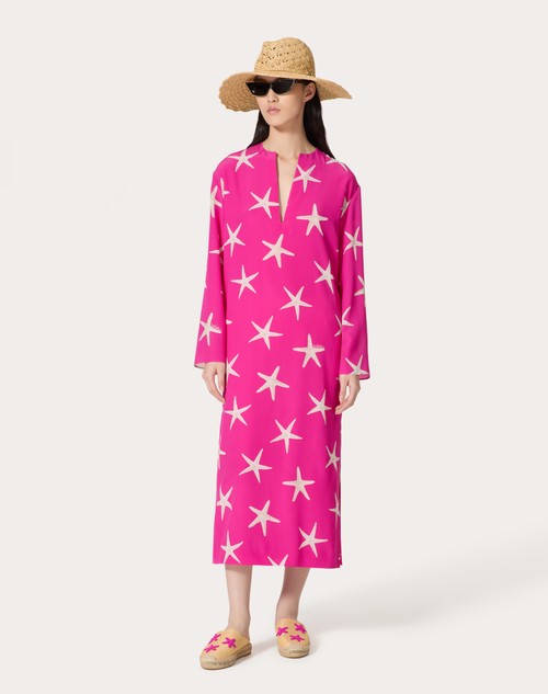 Red Valentino ABITO MIDI IN CREPE DE CHINE STARFISH Offerte stagionali