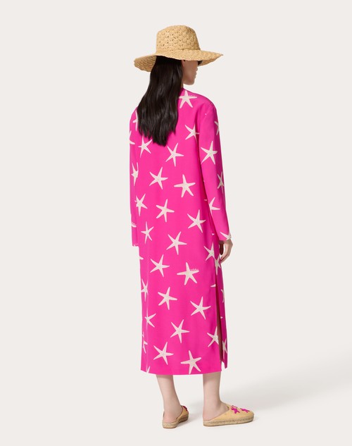 Red Valentino ABITO MIDI IN CREPE DE CHINE STARFISH Offerte stagionali
