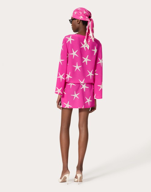 Red Valentino ABITO CORTO IN CREPE DE CHINE STARFISH Liquidazione