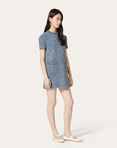 Red Valentino ABITO CORTO IN DENIM TEXTURED TWEED Sconti VIP