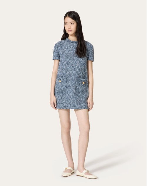 Red Valentino ABITO CORTO IN DENIM TEXTURED TWEED Sconti VIP