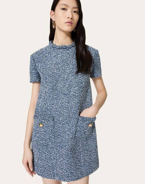 Red Valentino ABITO CORTO IN DENIM TEXTURED TWEED Sconti VIP