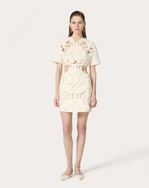 Red Valentino ABITO CORTO IN CREPE COUTURE RICAMATO Fino al 55% di sconto