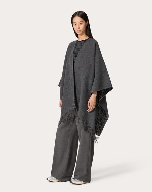 Red Valentino PONCHO DOUBLE TOILE ICONOGRAPHE IN LANA, SETA E CACHEMIRE Shopping Online