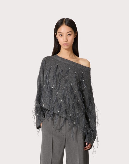 Red Valentino MAGLIA IN LANA CON PIUME RICAMATA Prezzo di fabbrica