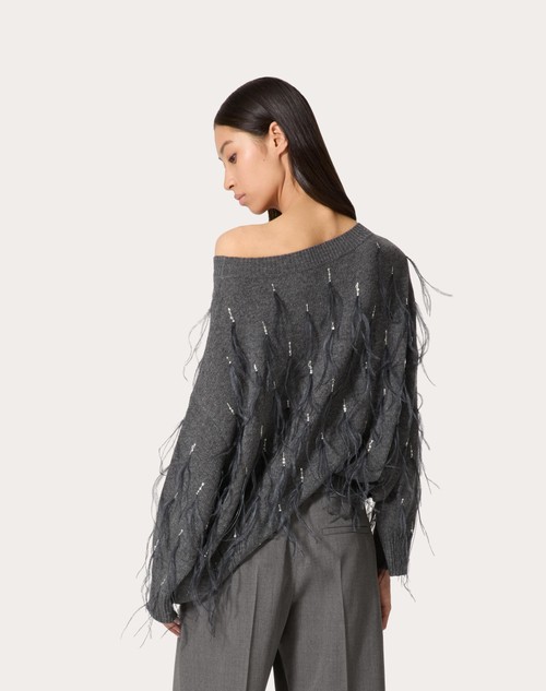 Red Valentino MAGLIA IN LANA CON PIUME RICAMATA Prezzo di fabbrica