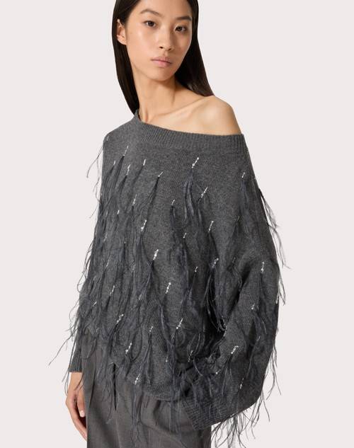 Red Valentino MAGLIA IN LANA CON PIUME RICAMATA Prezzo di fabbrica