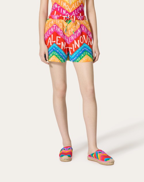 Red Valentino SHORTS IN CREPE DE CHINE VALENTINO CHEVRON 24 Rilascio limitato