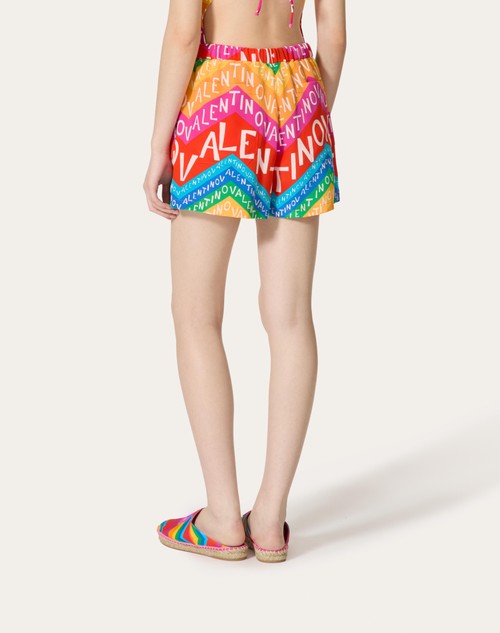 Red Valentino SHORTS IN CREPE DE CHINE VALENTINO CHEVRON 24 Rilascio limitato