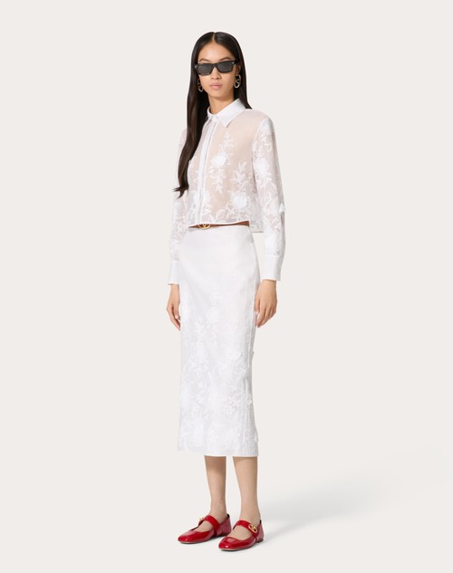 Red Valentino GONNA MIDI IN CAMELLIA ORGANDIS Sconti questo mese