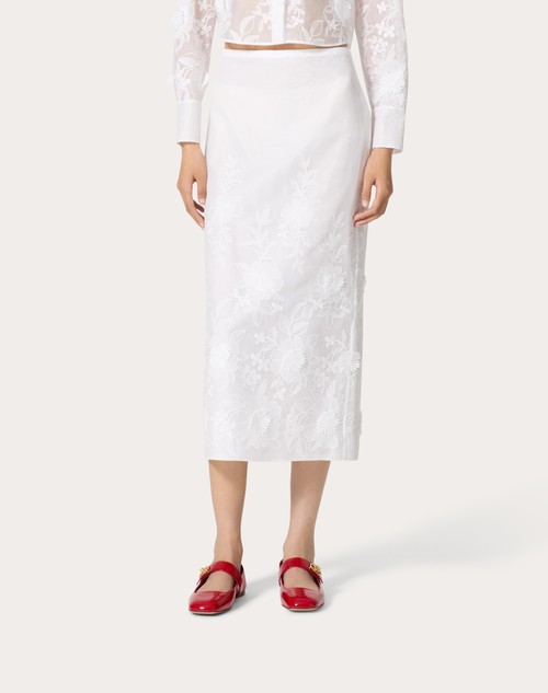 Red Valentino GONNA MIDI IN CAMELLIA ORGANDIS Sconti questo mese
