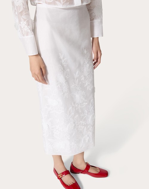 Red Valentino GONNA MIDI IN CAMELLIA ORGANDIS Sconti questo mese