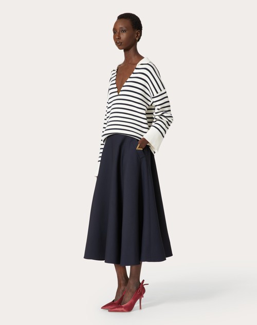 Red Valentino GONNA MIDI IN CREPE COUTURE Spedizione Gratuita