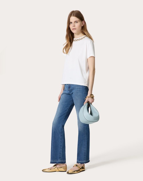Red Valentino T-SHIRT IN COTTON JERSEY RICAMATA Acquista Ora
