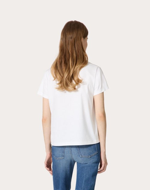 Red Valentino T-SHIRT IN COTTON JERSEY RICAMATA Acquista Ora