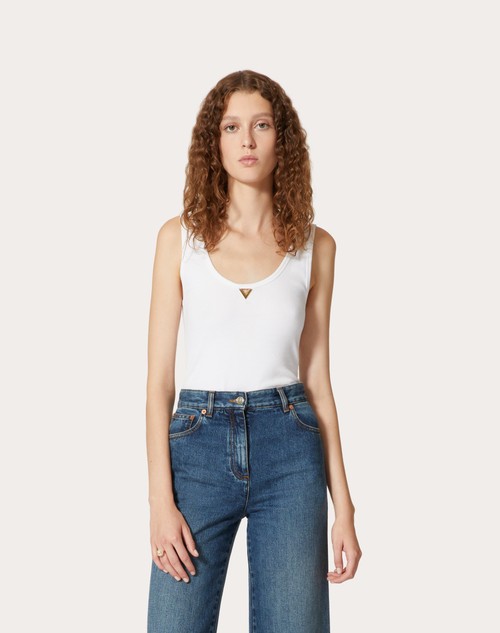 Red Valentino TOP IN RIBBED COTTON Consegna Veloce