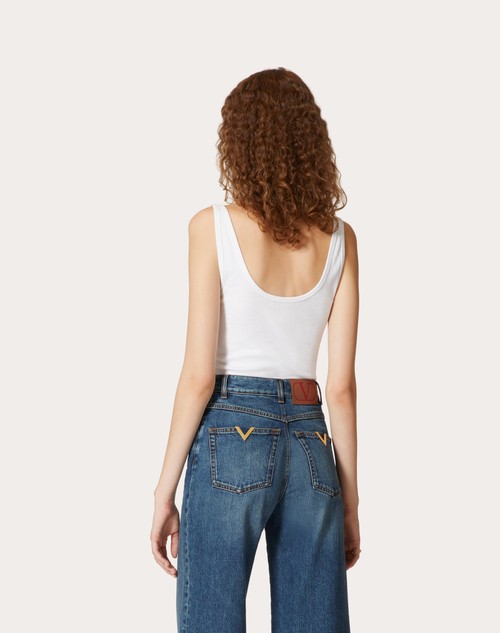 Red Valentino TOP IN RIBBED COTTON Consegna Veloce