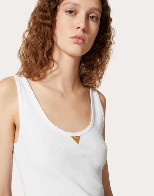 Red Valentino TOP IN RIBBED COTTON Consegna Veloce