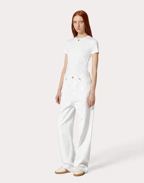 Red Valentino T-SHIRT IN RIBBED COTTON Promozione Limitata
