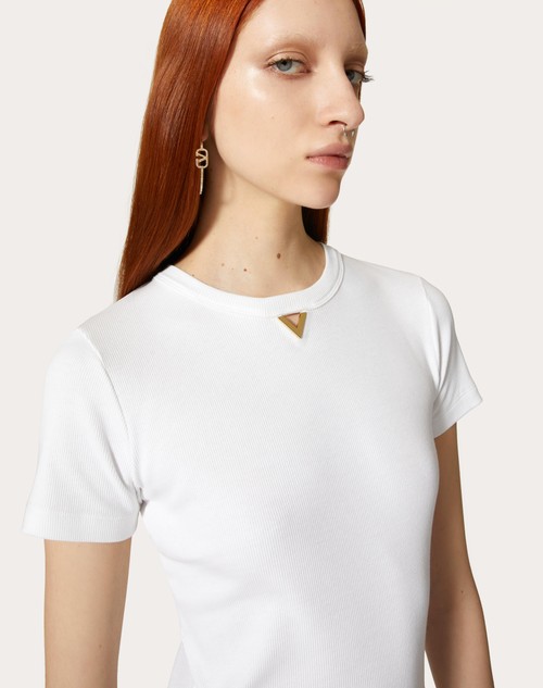 Red Valentino T-SHIRT IN RIBBED COTTON Promozione Limitata