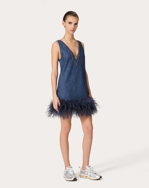 Red Valentino ABITO CORTO IN CHAMBRAY DENIM Prezzo Ridotto