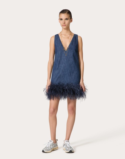 Red Valentino ABITO CORTO IN CHAMBRAY DENIM Prezzo Ridotto