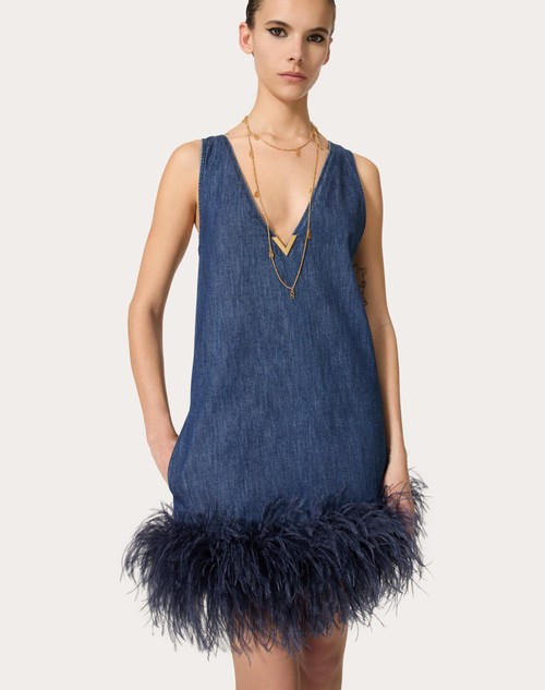 Red Valentino ABITO CORTO IN CHAMBRAY DENIM Prezzo Ridotto