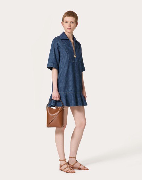 Red Valentino ABITO CORTO IN CHAMBRAY DENIM Sottocosto
