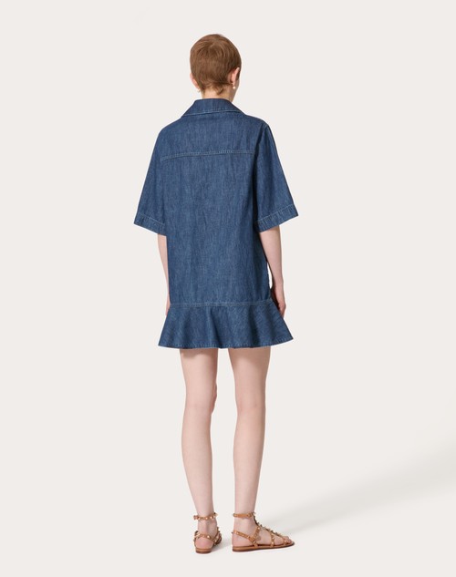 Red Valentino ABITO CORTO IN CHAMBRAY DENIM Sottocosto
